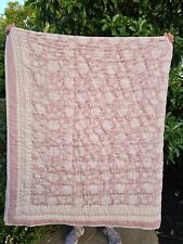 The Pink lotus: Hand Block Printed Reversible Cotton Quilt picture