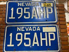 1985  Nevada License Plates Matching Set Blue & White 195AHP picture