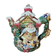 FITZ and FLOYD  1996 SANTA’S WORKSHOP CHRISTMAS TEA POT 32 oz HAND PAINTED picture
