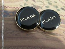 PRADA 2 buttons  GOLD  tone METAL 15 mm black  THIS IS FOR 2 picture