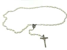 Vintage Crucifix White Beads Beautiful Christian Jewelry Made in Italy picture