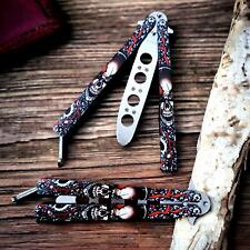 Skull Butterfly Trainer Knife Training Dull Silver Blade Practice Stainless picture