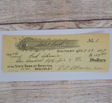 Antique Cancelled Check 1927 State Bank of Brocton NY School Fund Fred Ahrens picture
