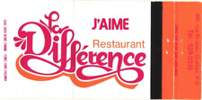 Quebec Canada J'Aime Restaurant La Difference Vintage Matchbook Cover picture