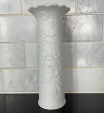 Signed AK Kaiser West Germany White Bisque Dogwood Flower Vase 9 1/4