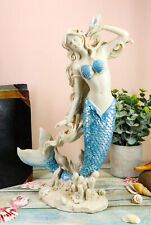 Ebros Aqua Blue Tailed Mermaid Listening To Sconce Figurine 12