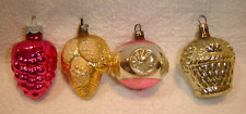 Lot of 4 Antique Mercury Glass Tree Ornaments Grapes Basket Leaf Indent picture
