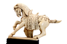 Vintage Tang Dynasties Parade Horse Resin Sculpture Carved Base Italy 12.5