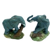 Vintage African Savanna Elephant Figurines Decor Raised Trunk  Lot of 2 3.5