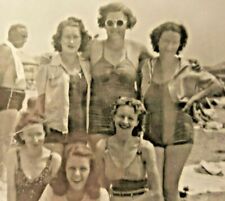 Vintage B&W Photo Pretty Ladies In Bathing Suits on the Beach Atlantic City NJ picture