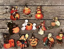 Halloween “vintage Style” Wooden Ornaments Set Of 12 NICE picture