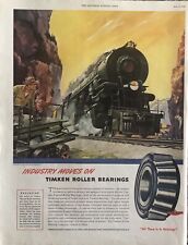 1946 Timken Roller Bearings VTG 1940s PRINT AD Railway Train - Industry Moves On picture