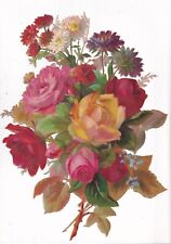 1800's Victorian Scrap Die Cut -Lovely LARGE Page Size 10.75 inch Roses Flowers picture