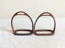 Vintage Iron Horse Foot Rest Pair Paddle Stirrup Decorative Collectible I251 picture