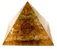 Huge 98mm Golden Citrine Orgonite Orgone Pyramid Energy Reiki Charged Generator picture