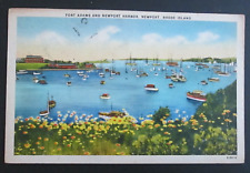 Fort Adams and Harbor Newport RI Posted Linen Postcard picture