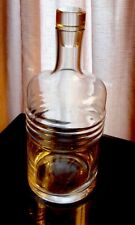 VTG Blown Glass Barrel Liquor Jug Original Glass Stopper 56oz -11” Crystal Clear picture