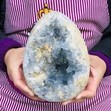 6.99LB Natural Beautiful Blue Celestite Crystal Geode Cave Mineral Specimen 133 picture