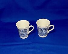 Antique Set Of 2 Blue & White Mug Cups Signed England picture