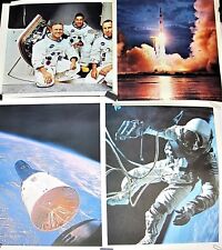4 Vtg NASA Picture Print Poster Saturn Rocket Gemini Shuttle Astronaut Apollo 8  picture