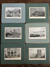 Lady Clare London Placemats Hard Board Felt Back Prints Scenes Set Of 6 Vintage picture