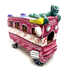 VTG Mexican Pottery Bus Diablo Ocumicho Hand Painted Sculpture AS IS Folk Art picture