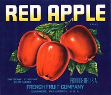 10 Vintage RED APPLE Brand Apple Fruit Crate Labels Cashmere, Washington picture