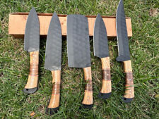 Handmade D2 Steel Chef Knives Set Kitchen Knife Set Hammer Pattern picture