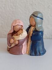 NATIVITY HOLY FAMILY Painted Ceramic Pottery Clay Figurine 3