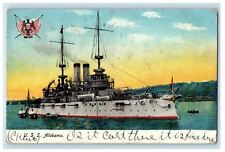 1906 USS Alabama Steamship View Boston Massachusetts MA Cancel Postcard picture
