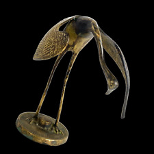 Vintage Solid Brass Bird Sculpture Ocean 7.5