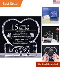Personalized 15th Anniversary Crystal Paperweight - Meaningful Gift for Her picture