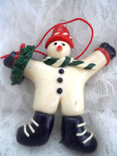 Vintage Christmas Ornament - SILVESTRI CLAY DOUGH SNOWMAN w/WREATH picture
