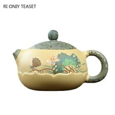 280ml Yixing High-end Purple Clay Xishi Teapot Master Handmade Mud Painted Lotus picture