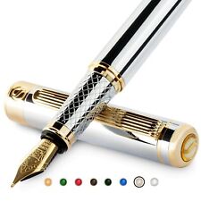 Silver Chrome Fountain Pen - Luxury 24K Gold Finish picture