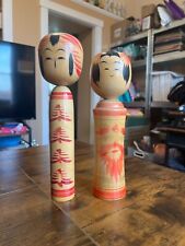 VTG Traditional Signed Japanese Kokeshi Dogwood Dolls, Pre-owned VG Condition. picture