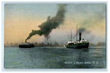 c1910's Entrance To Harbor Steamer Ship Buffalo New York NY Antique Postcard picture