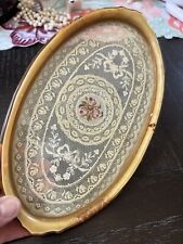 Victorian Lace Vanity Tray Vintage Lace Pearlized Bakelite Trim Jewelry Tray picture
