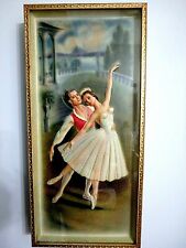 Antique 3 D BALLERINA - BALLERINO DANCING  Art Pictures Framed 9 3/4