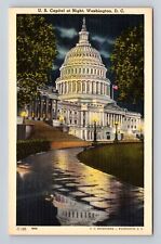 Washington D.C. United States Capitol Building At Night Antique Vintage Postcard picture