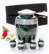 1 Large 4 Mini Green Cremation Ash Keepsake Urns for Adult Human Men or Women picture