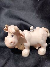 Precious Moments Nativity Cow Figurine w/ bell and blue bird E5638, Without Box. picture