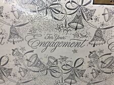 Vintage Hallmark Wrapping Paper Engagement Embossed Silver Bells Two Packs MIP picture