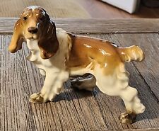 VINTAGE FINE GERMAN PORCELAIN SPANIEL DOG FIGURINE HUTSCHENREUTHER W/ LABEL picture