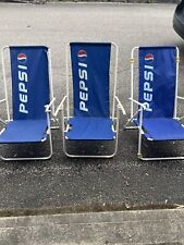 Vintage 1995 Pepsi Advertising Blue Folding Beach Lawn Concert Chairs Lot Of 3 picture