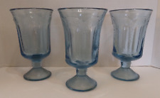 Vintage Fostoria Woodland Blue Footed Goblets Set of 3 picture