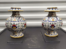 Rare Pair of Republic Period Chinese Cloisonne Candle Holders Urns Floral Motif picture