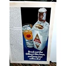 Vintage 1971 Gilbeys Gin Keep Your Collins Dry Original Ad empherma picture