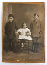 Antique Cabinet Card Photograph Adorable Children All Dressed Up Portrait Photo picture