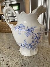 RARE. Vintage Edwin M Knowles Semi Vitreous China Blue & White Large Pitcher picture